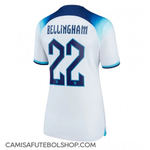 Camisa de time de futebol Inglaterra Jude Bellingham #22 Replicas 1º Equipamento Feminina Mundo 2022 Manga Curta